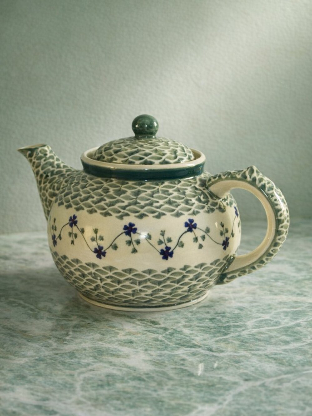 Polish Pottery Boleslawiec Teapot by B. Kurek Hand Made in Poland